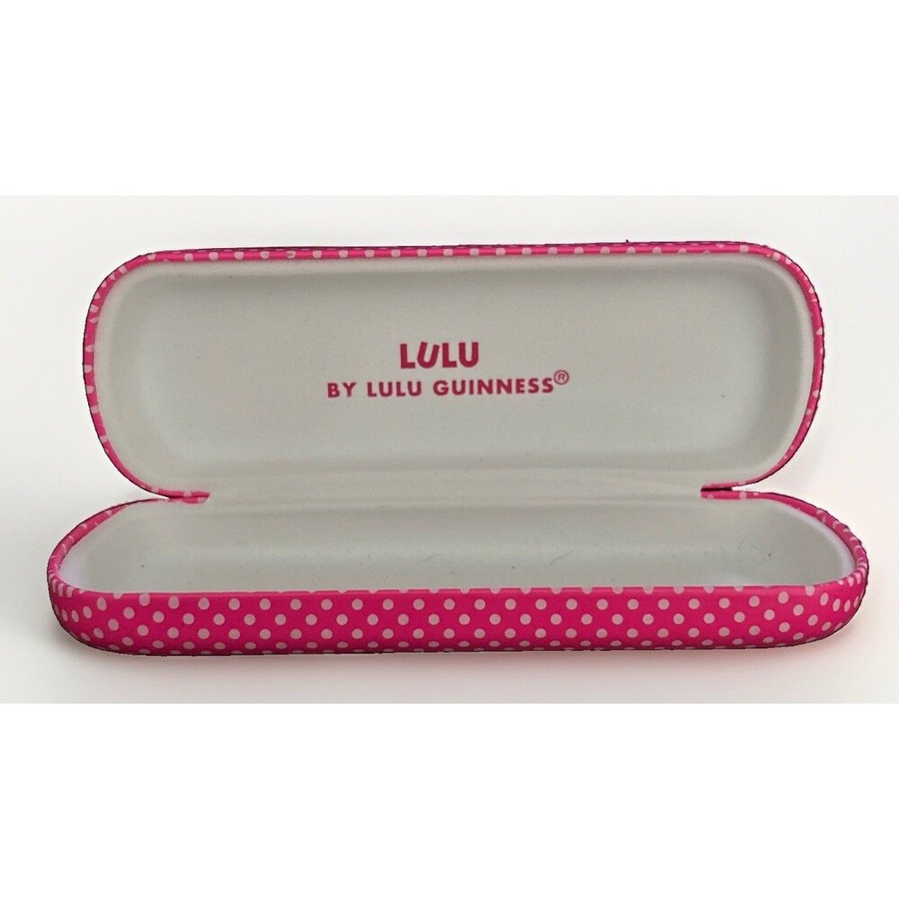 LULU by LuLu GUINNESS Pink White Polka Dot Hard Eyeglasses Sunglasses Case